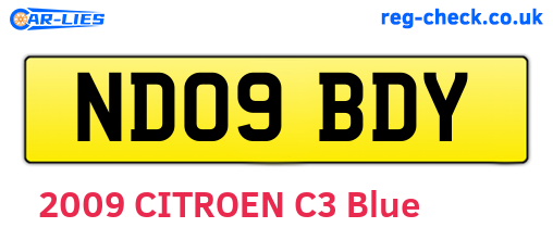 ND09BDY are the vehicle registration plates.