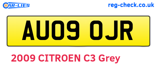 AU09OJR are the vehicle registration plates.