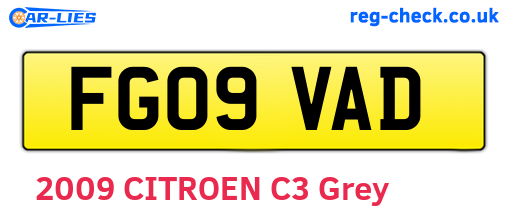 FG09VAD are the vehicle registration plates.