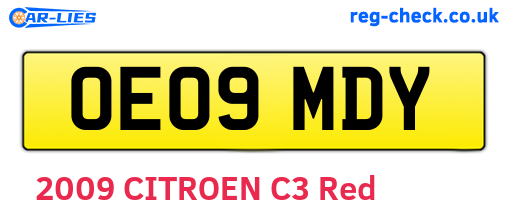 OE09MDY are the vehicle registration plates.