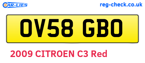 OV58GBO are the vehicle registration plates.