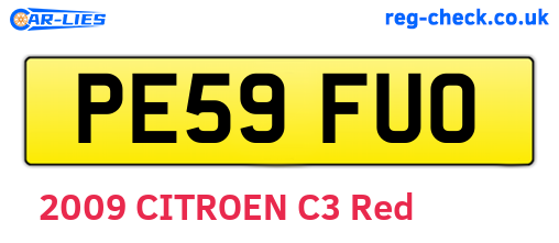 PE59FUO are the vehicle registration plates.