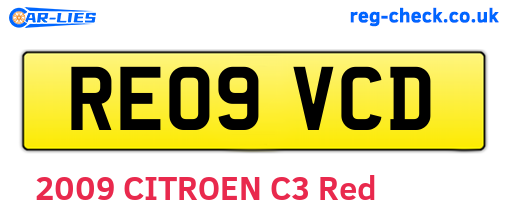 RE09VCD are the vehicle registration plates.