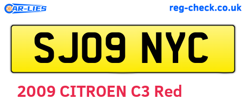 SJ09NYC are the vehicle registration plates.