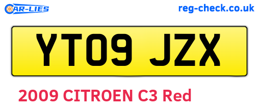 YT09JZX are the vehicle registration plates.