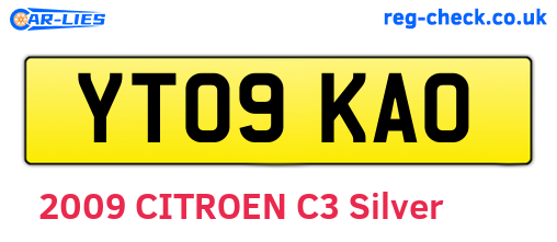 YT09KAO are the vehicle registration plates.