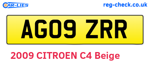 AG09ZRR are the vehicle registration plates.
