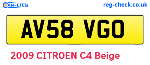 AV58VGO are the vehicle registration plates.