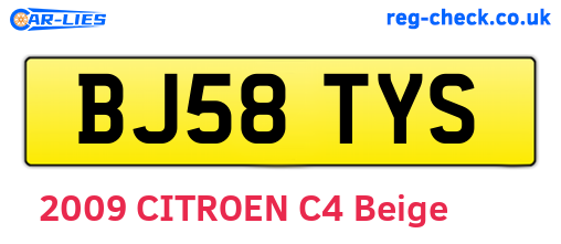 BJ58TYS are the vehicle registration plates.