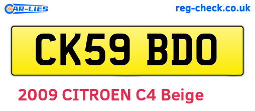 CK59BDO are the vehicle registration plates.