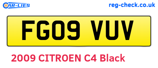 FG09VUV are the vehicle registration plates.
