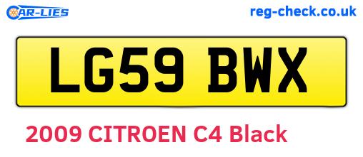 LG59BWX are the vehicle registration plates.