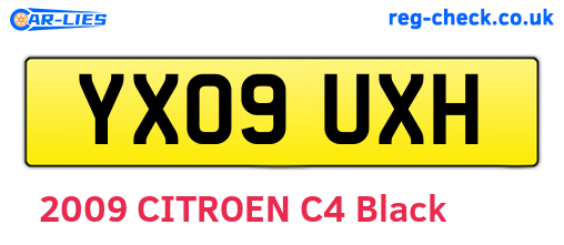 YX09UXH are the vehicle registration plates.