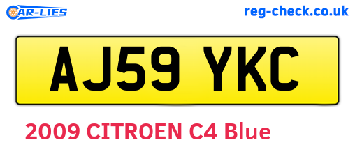 AJ59YKC are the vehicle registration plates.