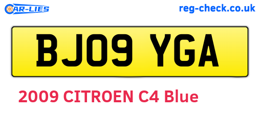 BJ09YGA are the vehicle registration plates.