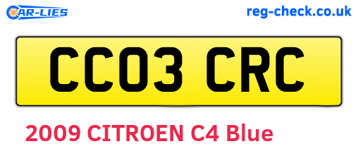 CC03CRC are the vehicle registration plates.