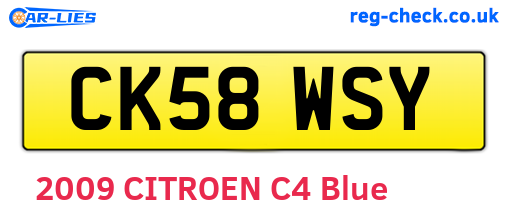 CK58WSY are the vehicle registration plates.