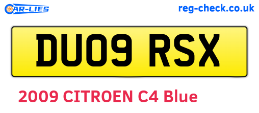 DU09RSX are the vehicle registration plates.
