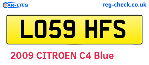 LO59HFS are the vehicle registration plates.