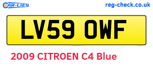 LV59OWF are the vehicle registration plates.