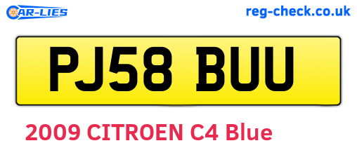 PJ58BUU are the vehicle registration plates.