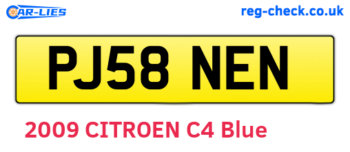 PJ58NEN are the vehicle registration plates.