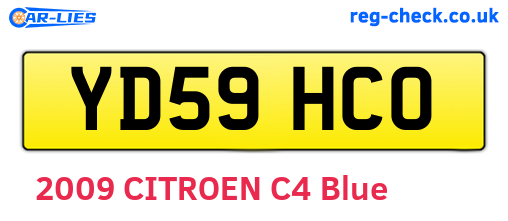 YD59HCO are the vehicle registration plates.