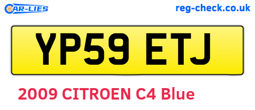 YP59ETJ are the vehicle registration plates.