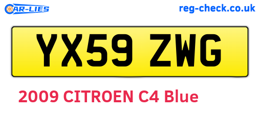 YX59ZWG are the vehicle registration plates.