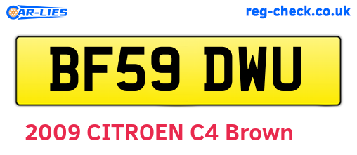 BF59DWU are the vehicle registration plates.