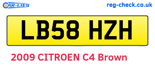 LB58HZH are the vehicle registration plates.