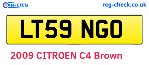LT59NGO are the vehicle registration plates.