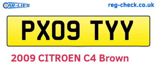 PX09TYY are the vehicle registration plates.