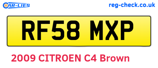 RF58MXP are the vehicle registration plates.