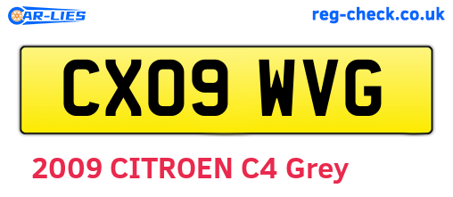 CX09WVG are the vehicle registration plates.