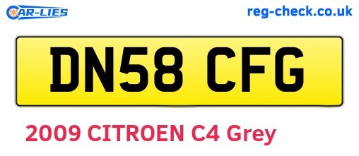 DN58CFG are the vehicle registration plates.