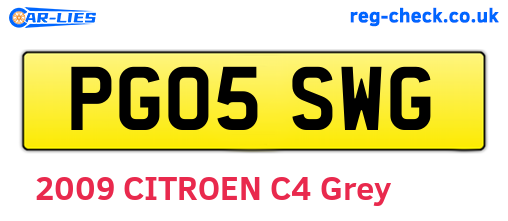 PG05SWG are the vehicle registration plates.