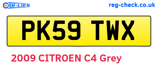 PK59TWX are the vehicle registration plates.