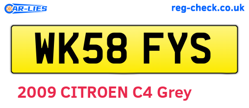 WK58FYS are the vehicle registration plates.