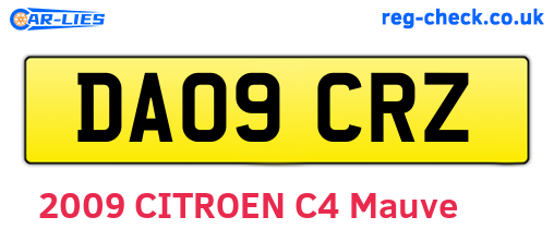DA09CRZ are the vehicle registration plates.