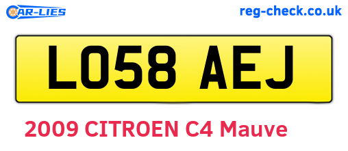LO58AEJ are the vehicle registration plates.