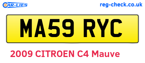 MA59RYC are the vehicle registration plates.