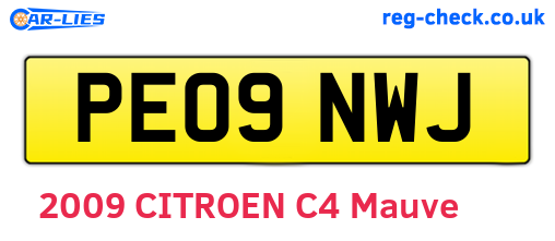 PE09NWJ are the vehicle registration plates.