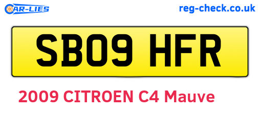 SB09HFR are the vehicle registration plates.
