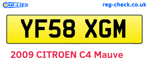YF58XGM are the vehicle registration plates.