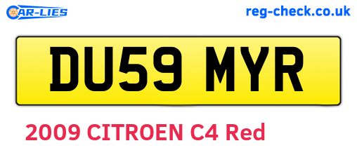 DU59MYR are the vehicle registration plates.