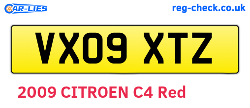 VX09XTZ are the vehicle registration plates.