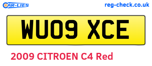 WU09XCE are the vehicle registration plates.