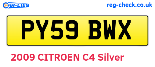 PY59BWX are the vehicle registration plates.