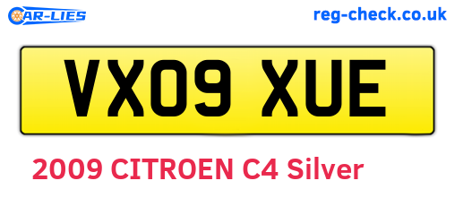 VX09XUE are the vehicle registration plates.